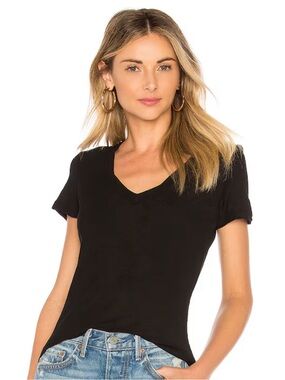 James Perse Classic Black 💯 Cotton V-Neck Women's Tee
